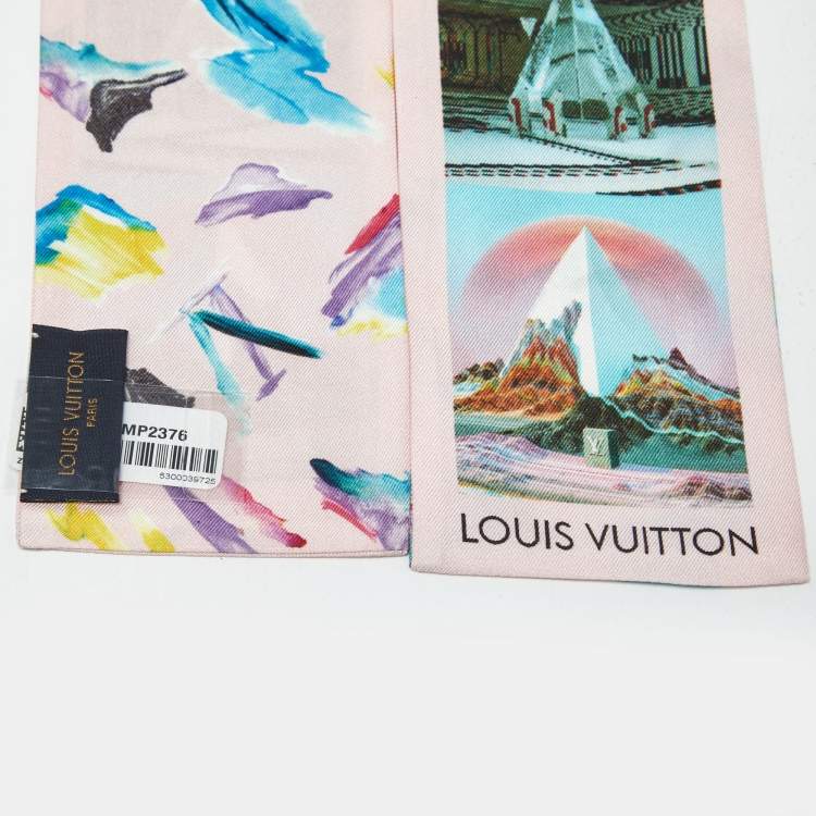 Pre Owned Louis Vuitton Pink Splash Limited Edition Rose de Nicolas Ghesquière Silk Bandeau Scarf