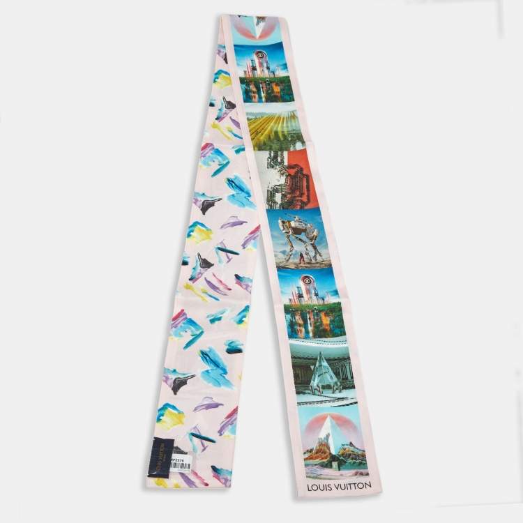 Pre Owned Louis Vuitton Pink Splash Limited Edition Rose de Nicolas Ghesquière Silk Bandeau Scarf