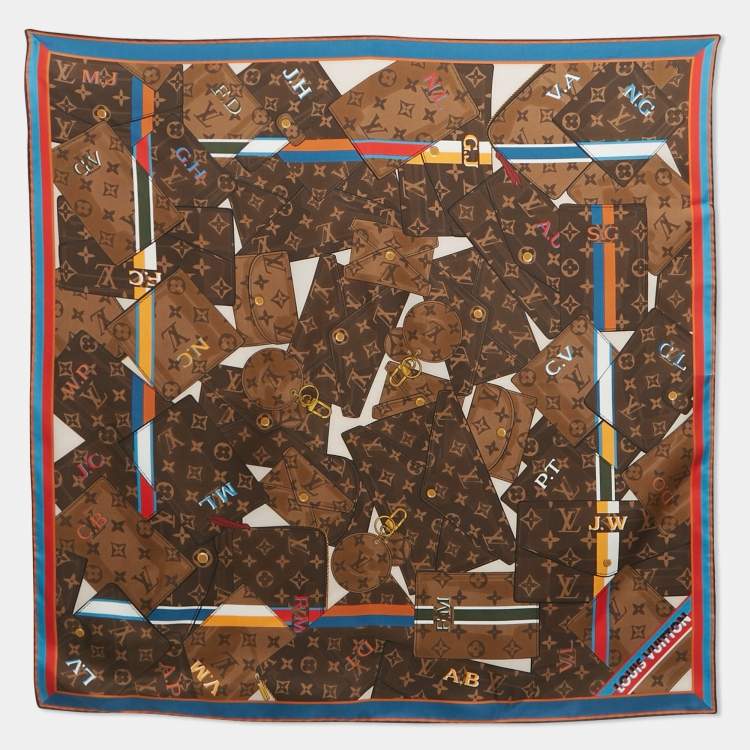 Pre Owned Louis Vuitton Brown Personally LV Silk Scarf