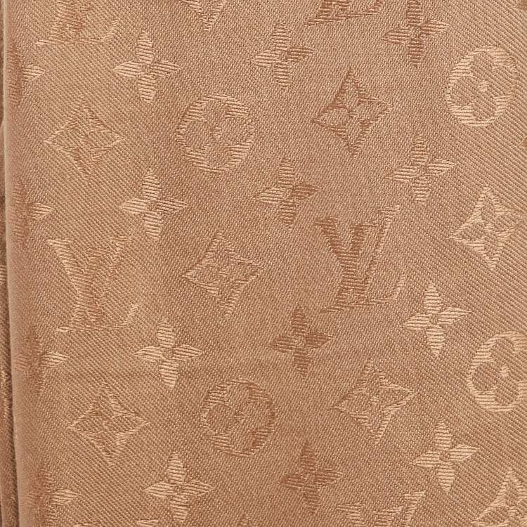 Pre Owned Louis Vuitton Cappuccino Silk Classic Monogram Shawl