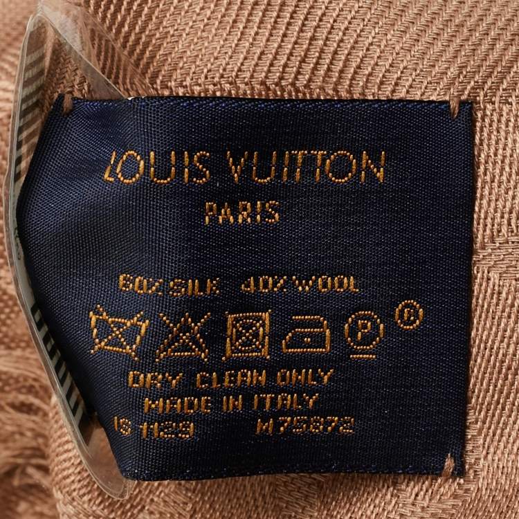Pre Owned Louis Vuitton Cappuccino Silk Classic Monogram Shawl