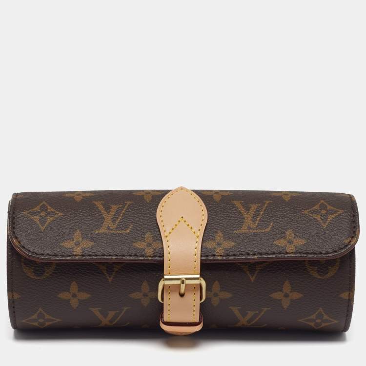 Pre Owned Louis Vuitton 3 Watch Case Monogram Canvas