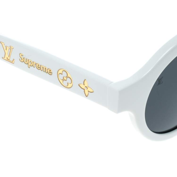 Pre Owned Louis Vuitton x Supreme White / Grey Z0991W Downtown Round Sunglasses