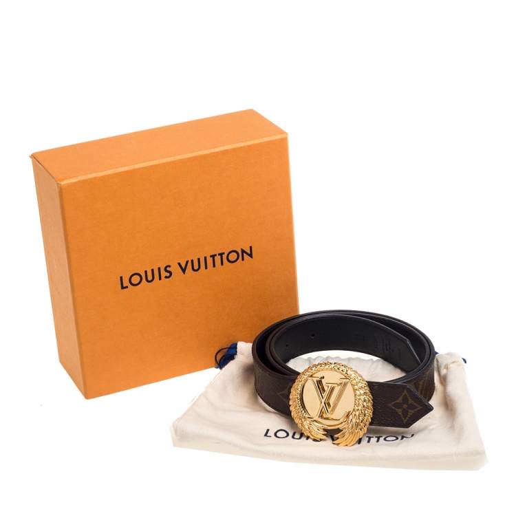 مملوكة مسبقًا Louis Vuitton Black Monogram Canvas and Leather Angel Wing Belt 80 CM