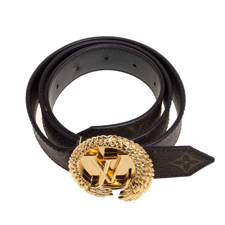 مملوكة مسبقًا Louis Vuitton Black Monogram Canvas and Leather Angel Wing Belt 80 CM