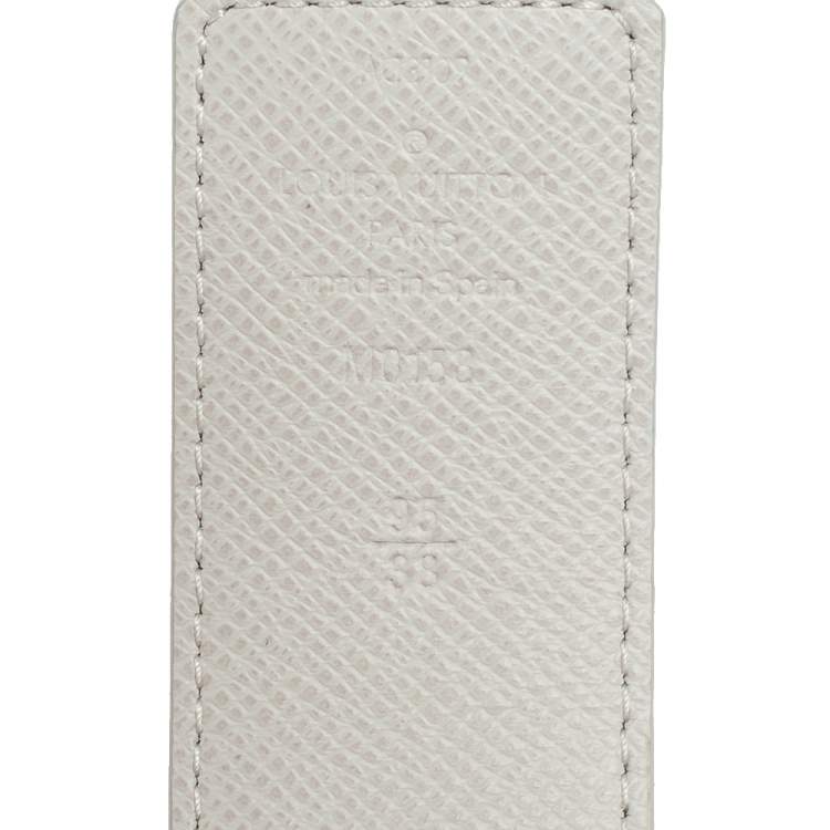 Pre Owned Louis Vuitton White Monogram Canvas Initiales Reversible Buckle Belt 95 CM