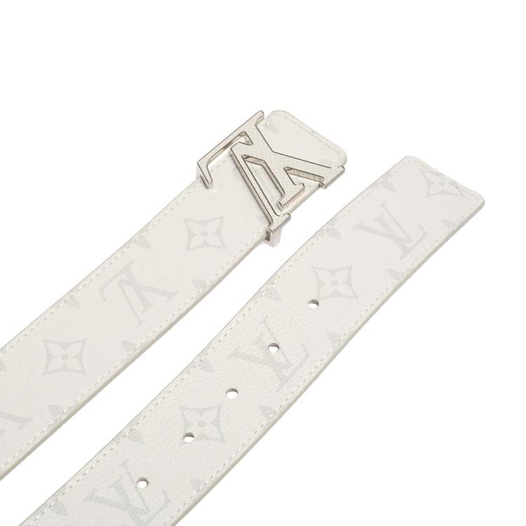 Pre Owned Louis Vuitton White Monogram Canvas Initiales Reversible Buckle Belt 95 CM