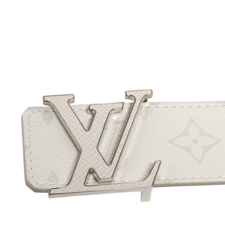 Pre Owned Louis Vuitton White Monogram Canvas Initiales Reversible Buckle Belt 95 CM