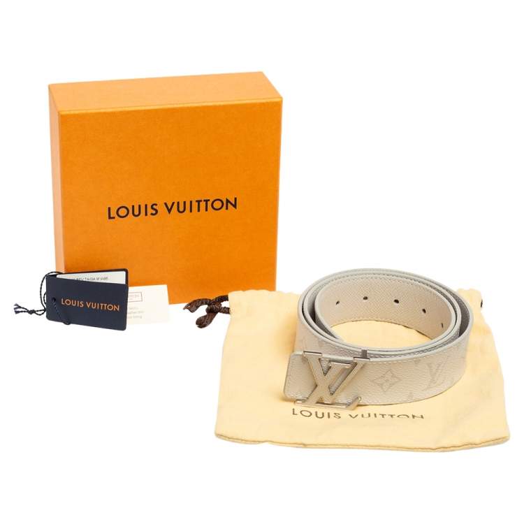 Pre Owned Louis Vuitton White Monogram Canvas Initiales Reversible Buckle Belt 95 CM