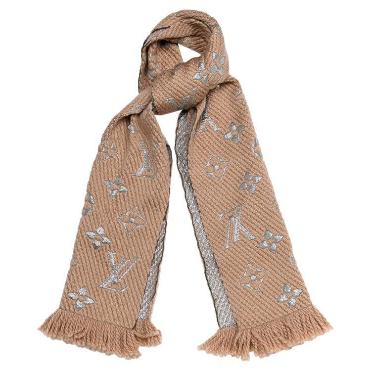 MONOGRAM SCARF in Blue/Brown