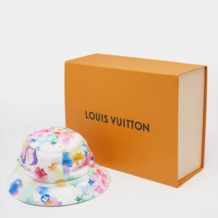 Pre Owned Louis Vuitton Multicolor Monogram Watercolor Cotton Reversible Bucket Hat Size 58