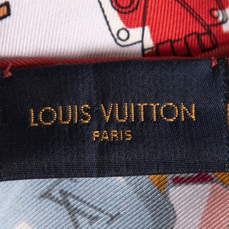 مملوكة مسبقًا Louis Vuitton Red Crazy In Lock Print Square Silk Scarf
