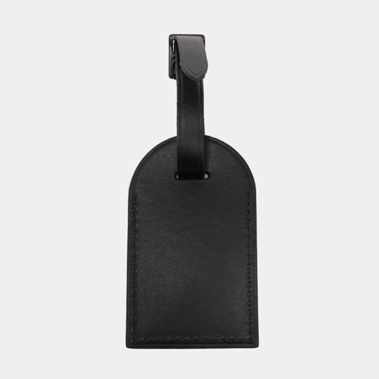 Pre Owned Louis Vuitton Black Leather Luggage Name Tag