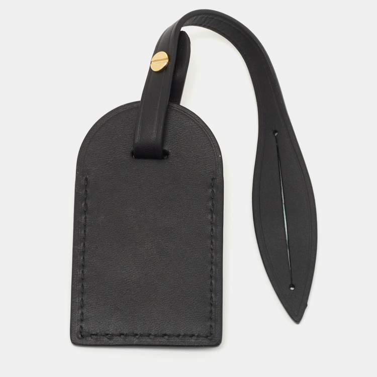 Pre Owned Leather Black Leather Luggage Name Tag