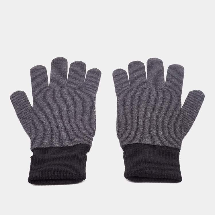 Louis Vuitton Anthracite Grey Logo Intarsia Knit Gloves Louis Vuitton
