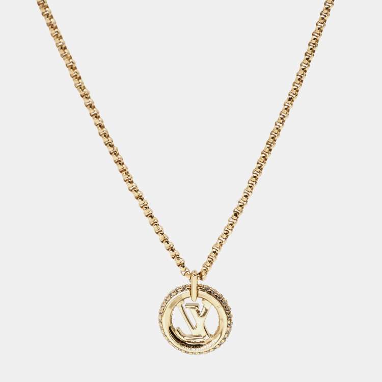 Pre Owned Louis Vuitton Louise By Night Crystals Gold Tone Necklace