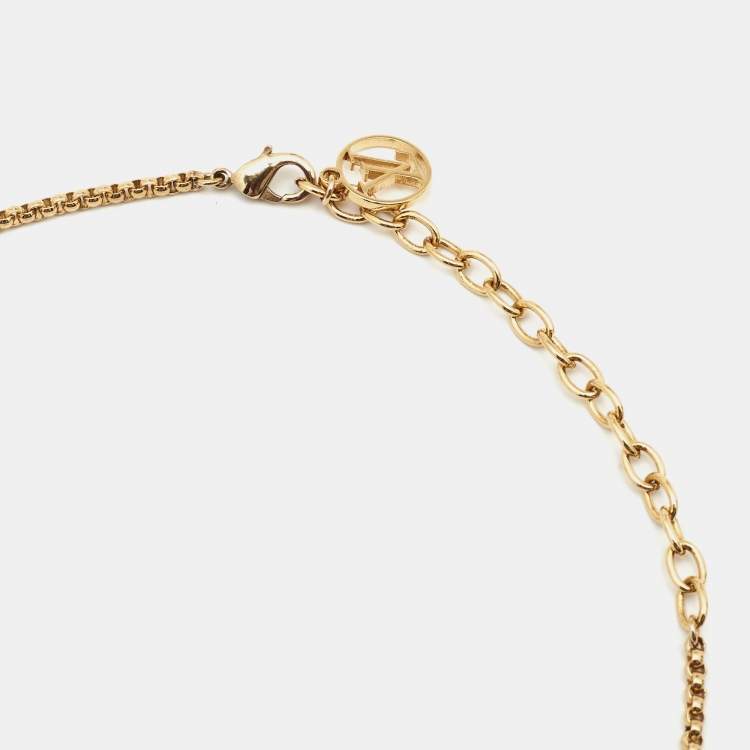 Pre Owned Louis Vuitton Louise By Night Crystals Gold Tone Necklace