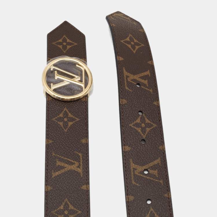 Pre Owned Louis Vuitton Black Monogram Canvas LV Circle Reversible Belt 85CM