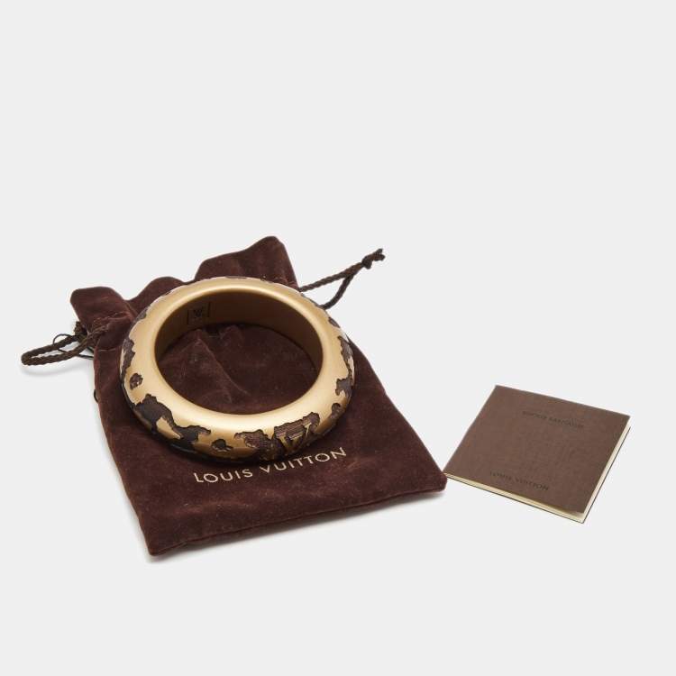 Pre Owned Louis Vuitton Lacquer Wood Leopard Monogram Bangle