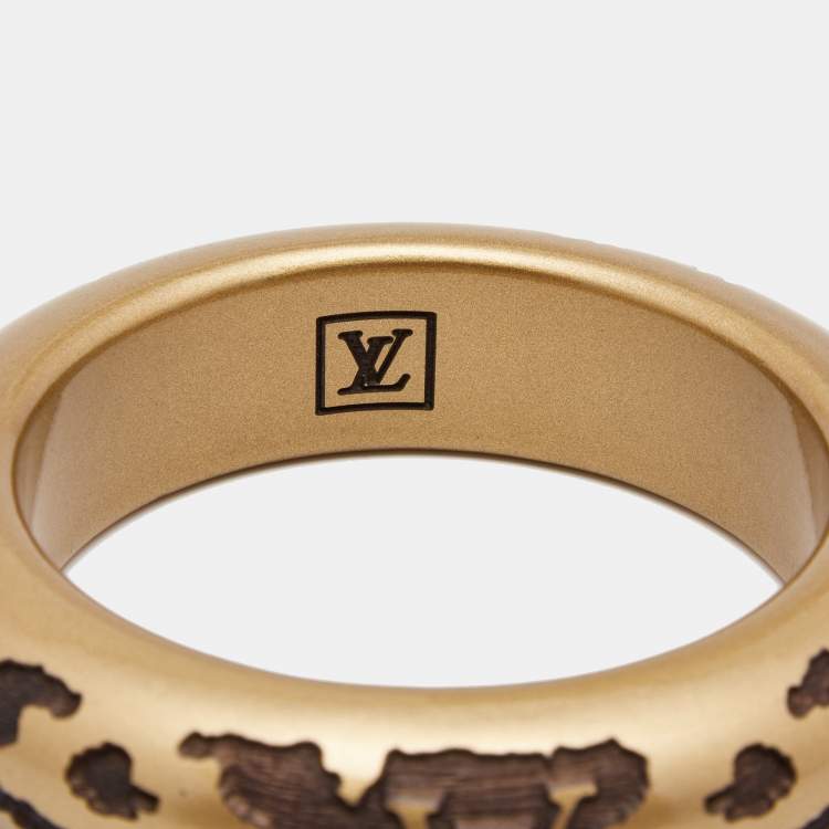 Pre Owned Louis Vuitton Lacquer Wood Leopard Monogram Bangle