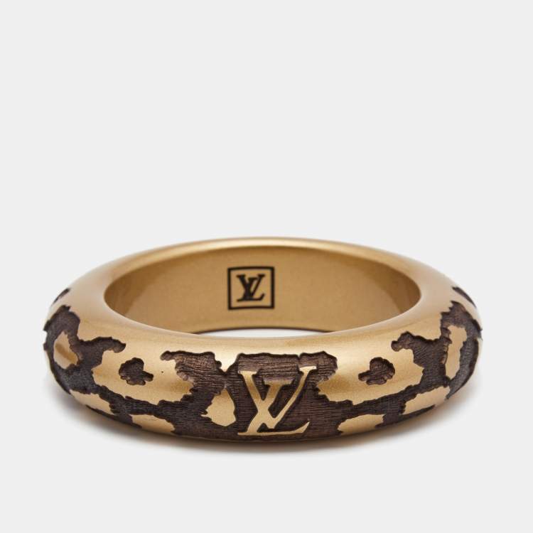 Pre Owned Louis Vuitton Lacquer Wood Leopard Monogram Bangle