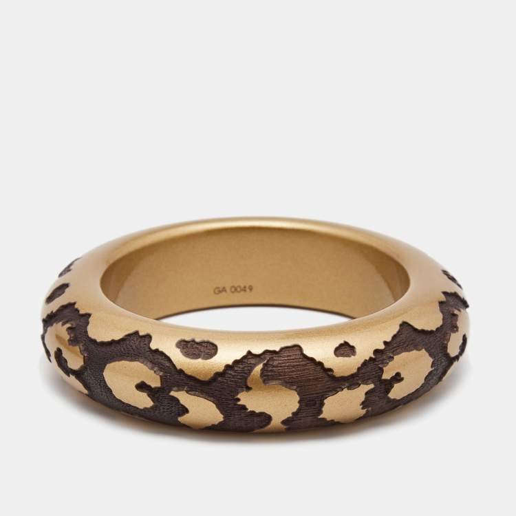 Pre Owned Louis Vuitton Lacquer Wood Leopard Monogram Bangle