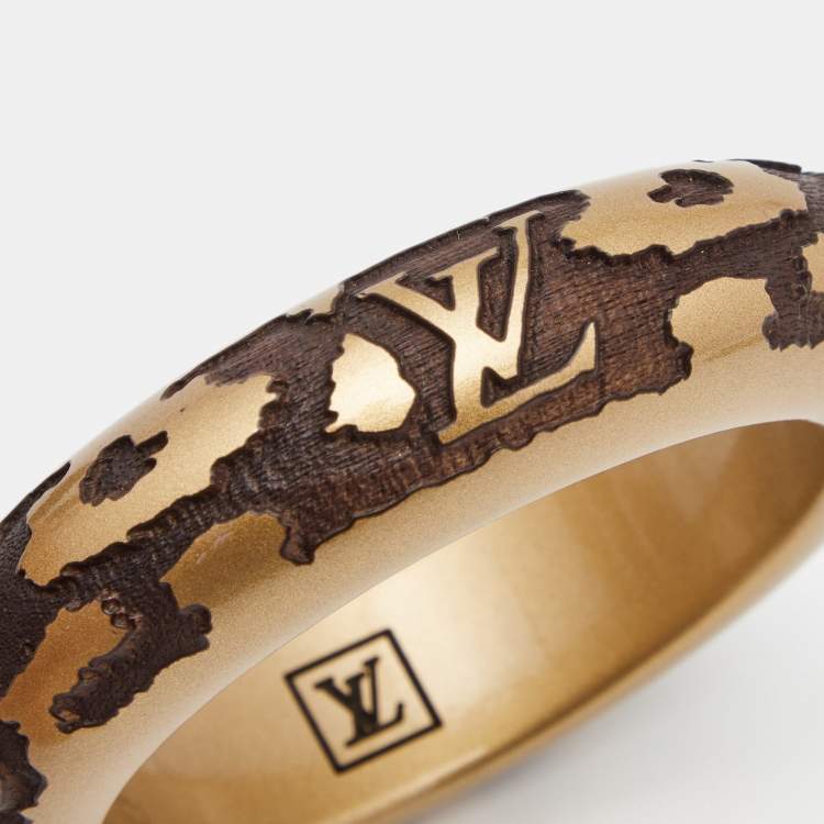 Pre Owned Louis Vuitton Lacquer Wood Leopard Monogram Bangle