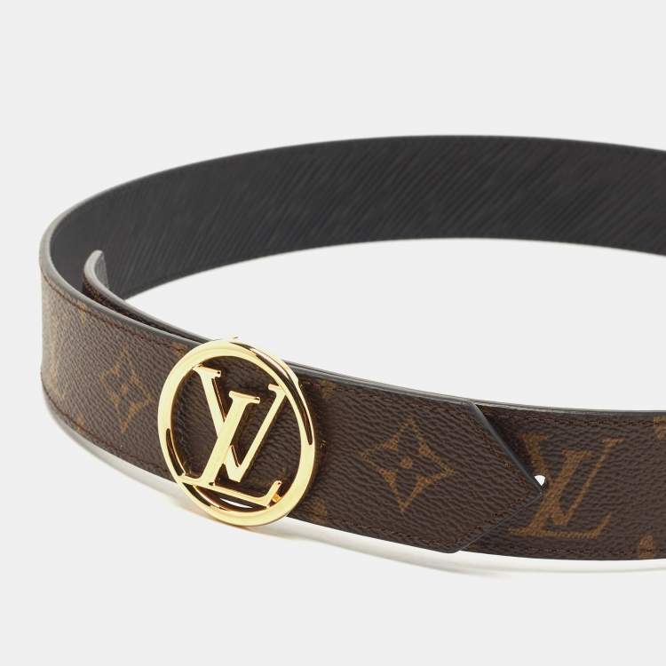 Pre Owned Louis Vuitton Brown Monogram Canvas LV Circle Reversible Belt 80CM
