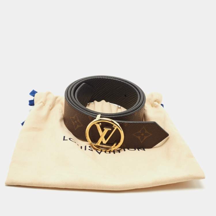 Pre Owned Louis Vuitton Brown Monogram Canvas LV Circle Reversible Belt 80CM
