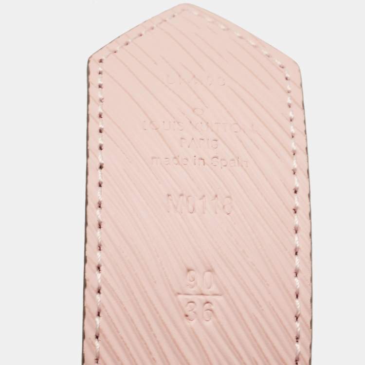 Pre Owned Louis Vuitton Rose Ballerine Monogram and Epi Leather LV Circle Reversible Belt 90CM