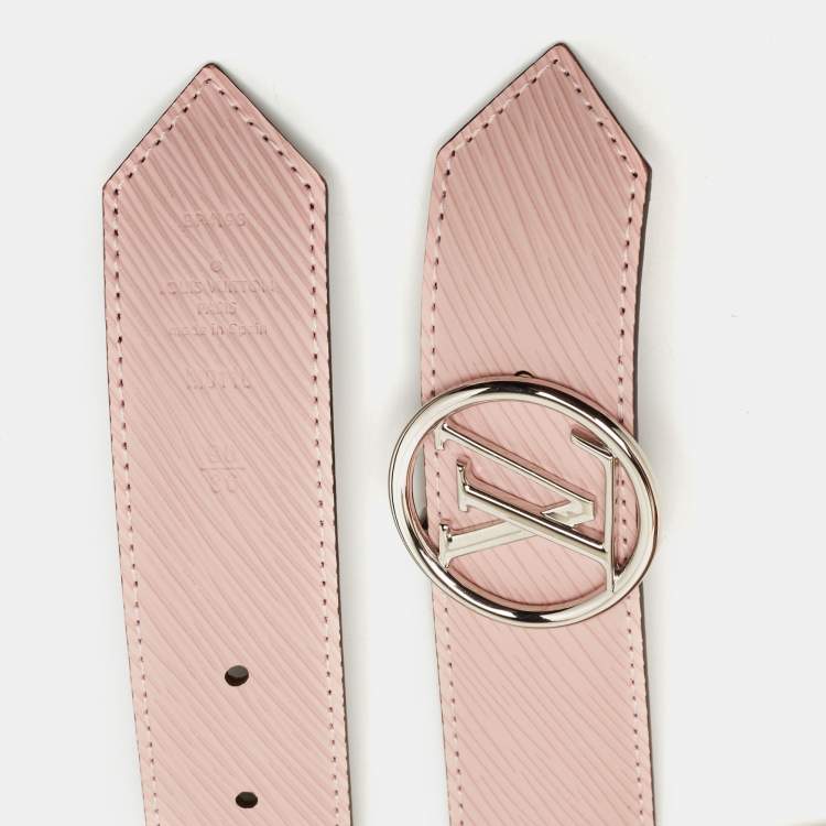 Pre Owned Louis Vuitton Rose Ballerine Monogram and Epi Leather LV Circle Reversible Belt 90CM