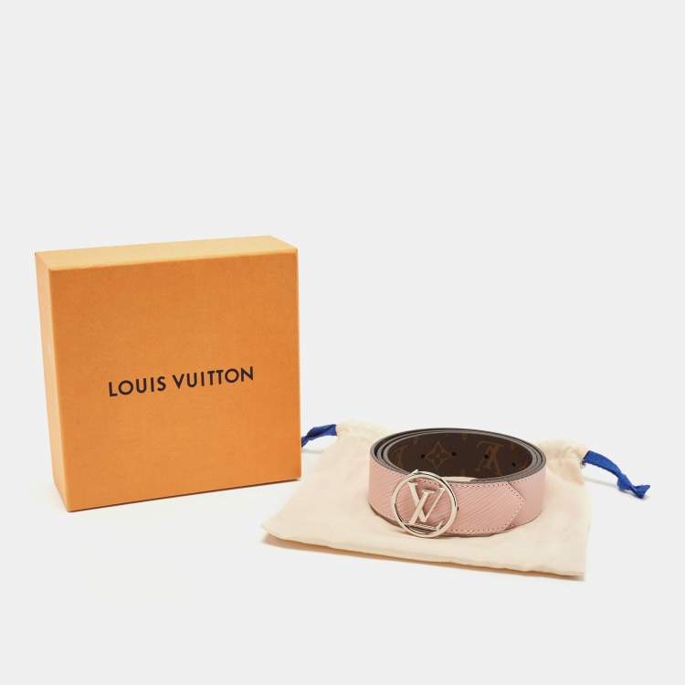 Pre Owned Louis Vuitton Rose Ballerine Monogram and Epi Leather LV Circle Reversible Belt 90CM