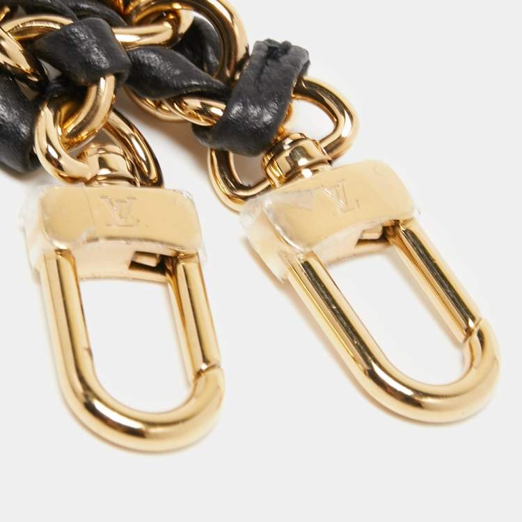 Pre Owned Louis Vuitton Black Braided Leather Chain Shoulder Bag Strap