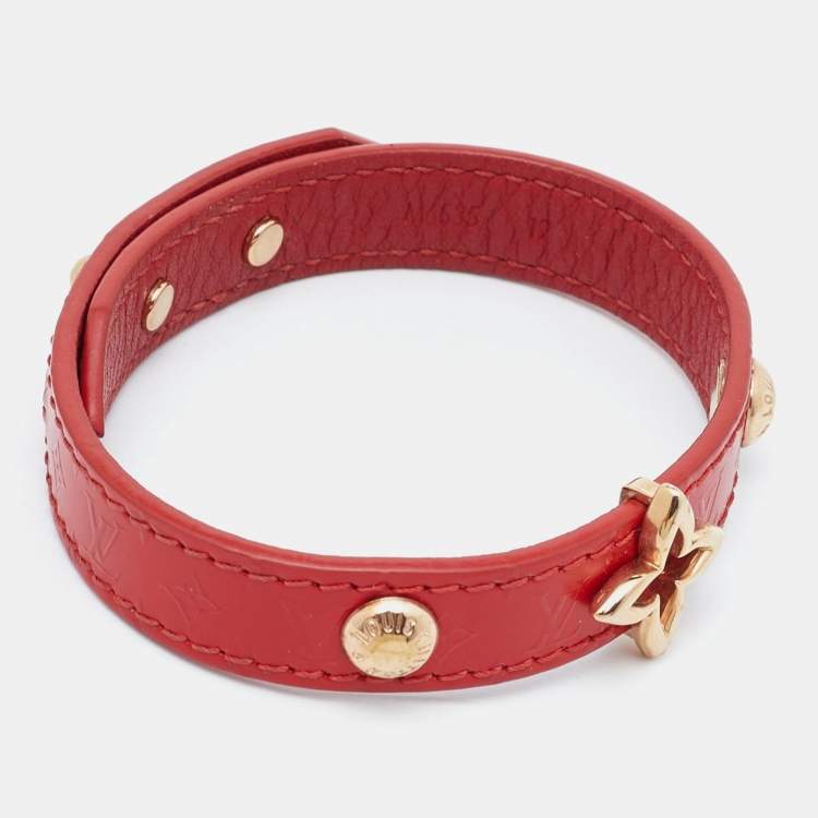 Pre Owned Louis Vuitton Red Monogram Blooming Wrap Bracelet