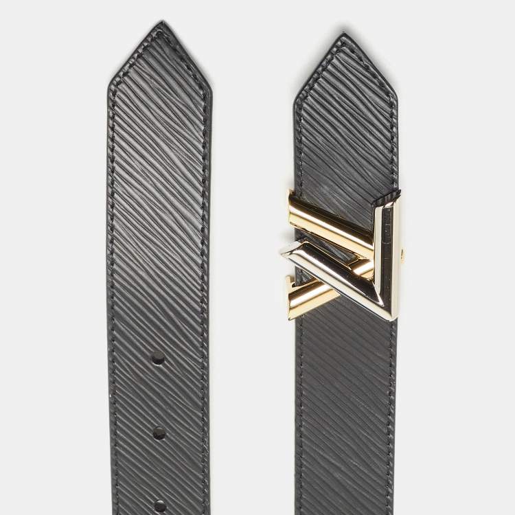 Pre Owned Louis Vuitton Black Epi Leather LV Twist Belt 80CM