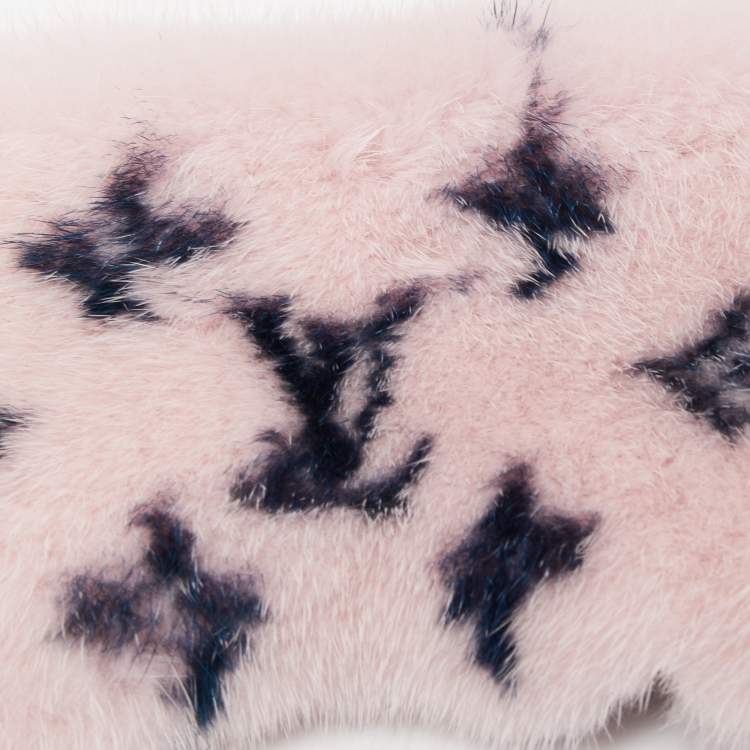Louis Vuitton LV monogram mink fur long coat gray womens