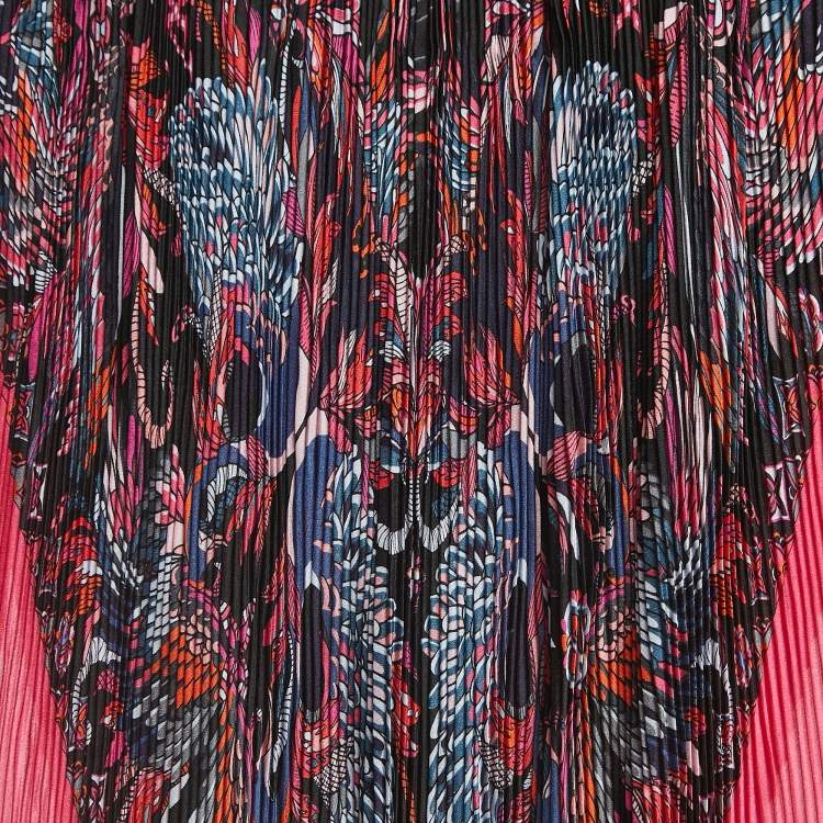Pre Owned Louis Vuitton Black/Pink Angels Print Pleated Silk Scarf