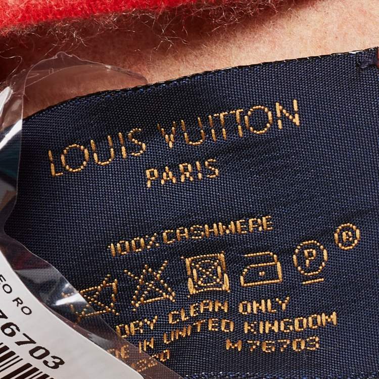 Pre Owned Louis Vuitton Red Monogram Cashmere Rodeo Reykjavik Scarf 