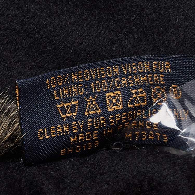 Pre Owned Louis Vuitton Grey Monogram Constellation Mink Fur Scarf