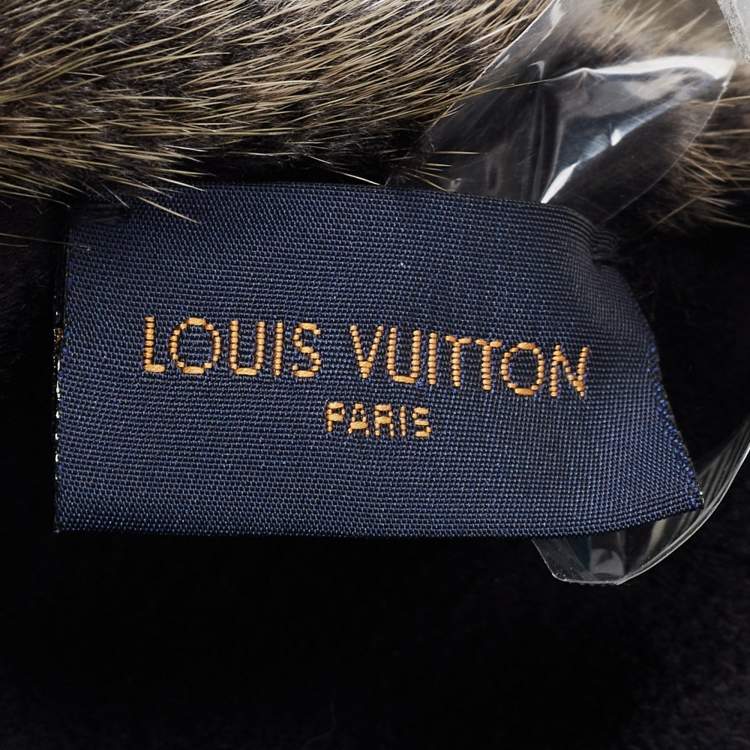 Pre Owned Louis Vuitton Grey Monogram Constellation Mink Fur Scarf