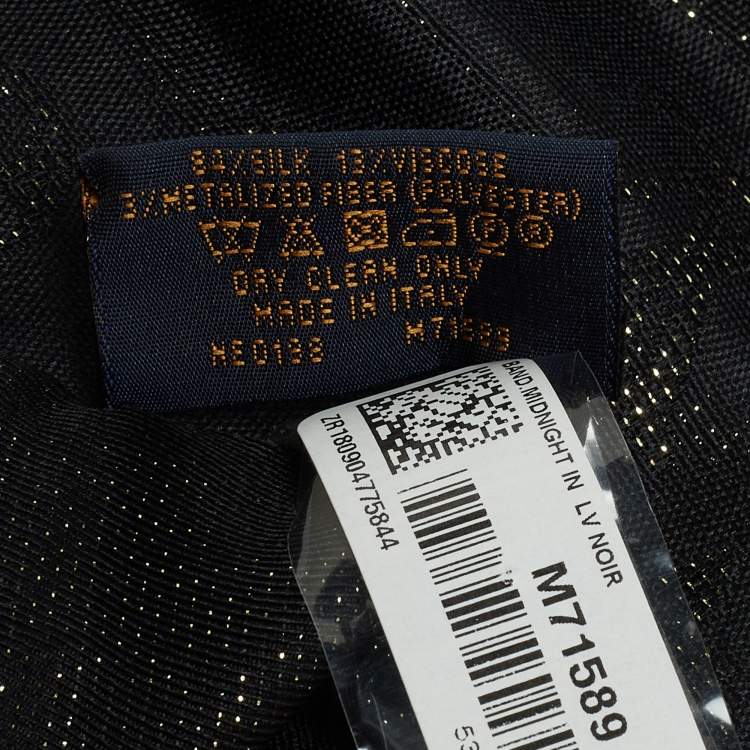 Pre Owned Louis Vuitton Black Monogram Silk Fringed Bandeau Scarf