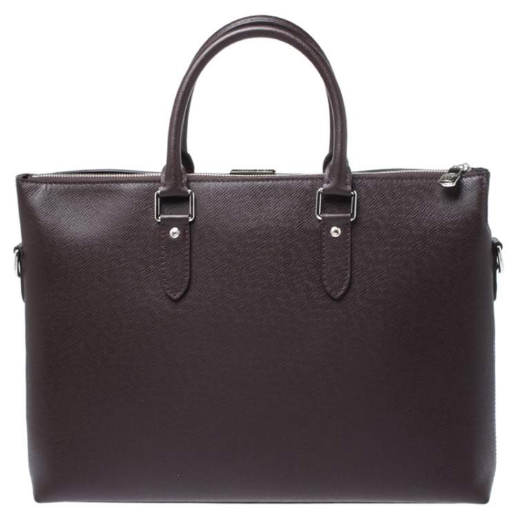 Pre Owned Louis Vuitton Brown Taiga Leather Anton Soft Briefcase