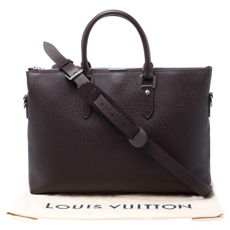 Pre Owned Louis Vuitton Brown Taiga Leather Anton Soft Briefcase