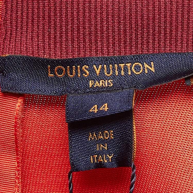 Pre Owned Louis Vuitton Orange Stretch Knit Belted Shirt Skirt L
