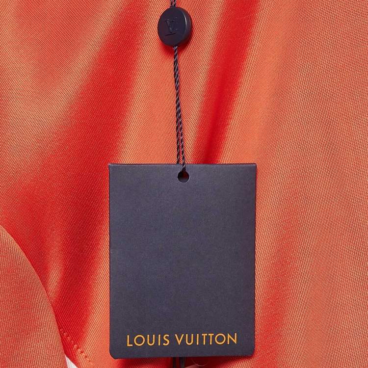 Pre Owned Louis Vuitton Orange Stretch Knit Belted Shirt Skirt L