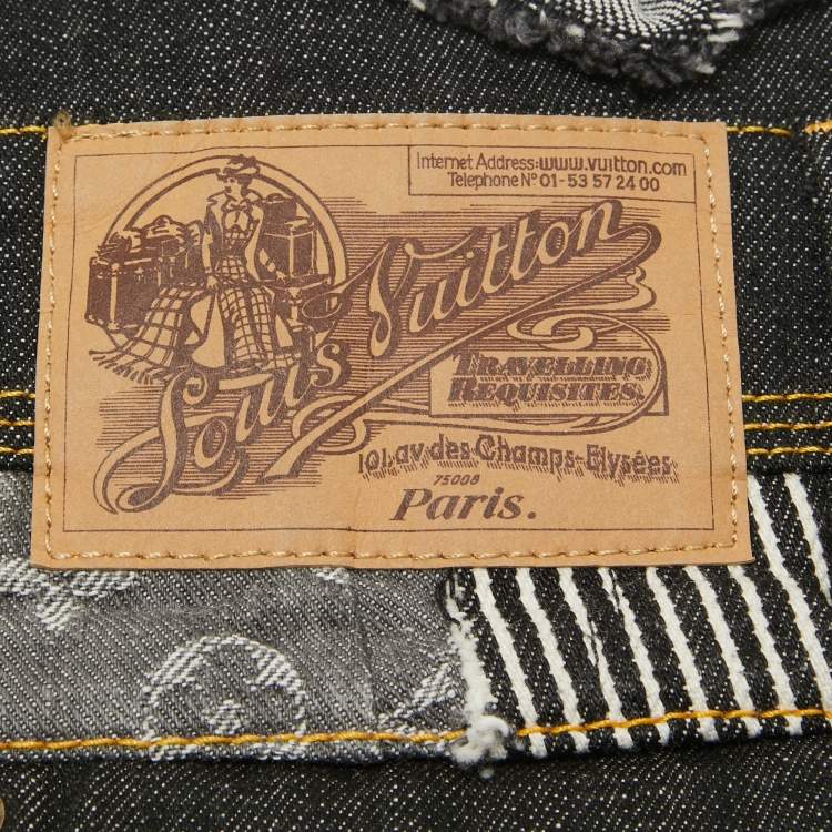 Pre Owned Louis Vuitton Grey Monogram Denim Patch Work Shorts M
