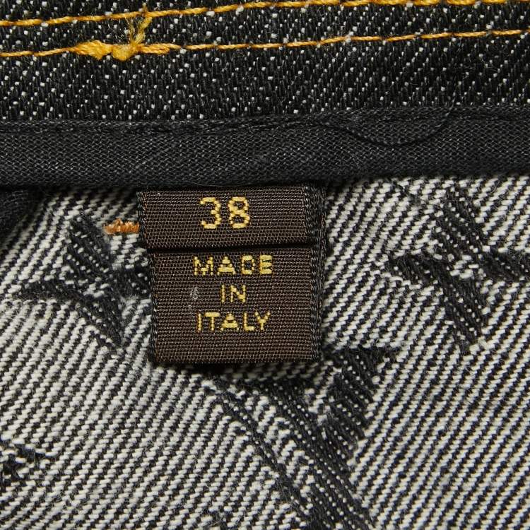 Pre Owned Louis Vuitton Grey Monogram Denim Patch Work Shorts M
