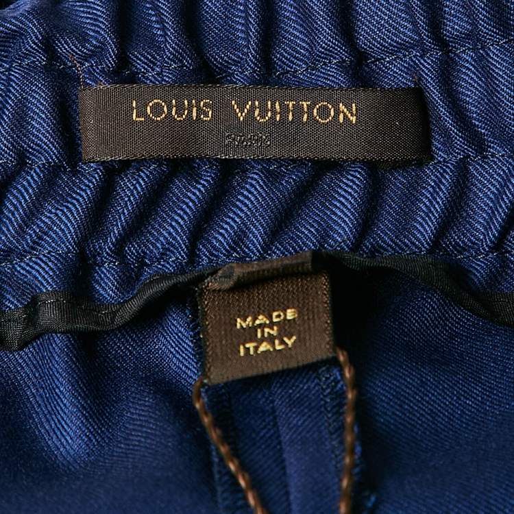 Pre Owned Louis Vuitton Blue Wool Zip Detail Trousers L