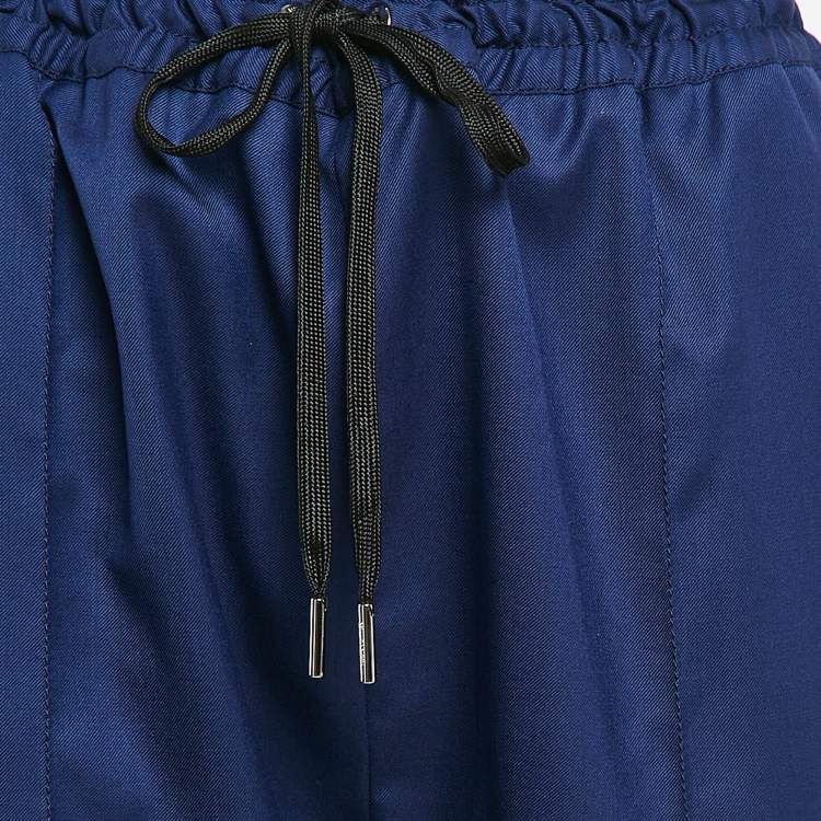 Pre Owned Louis Vuitton Blue Wool Zip Detail Trousers L