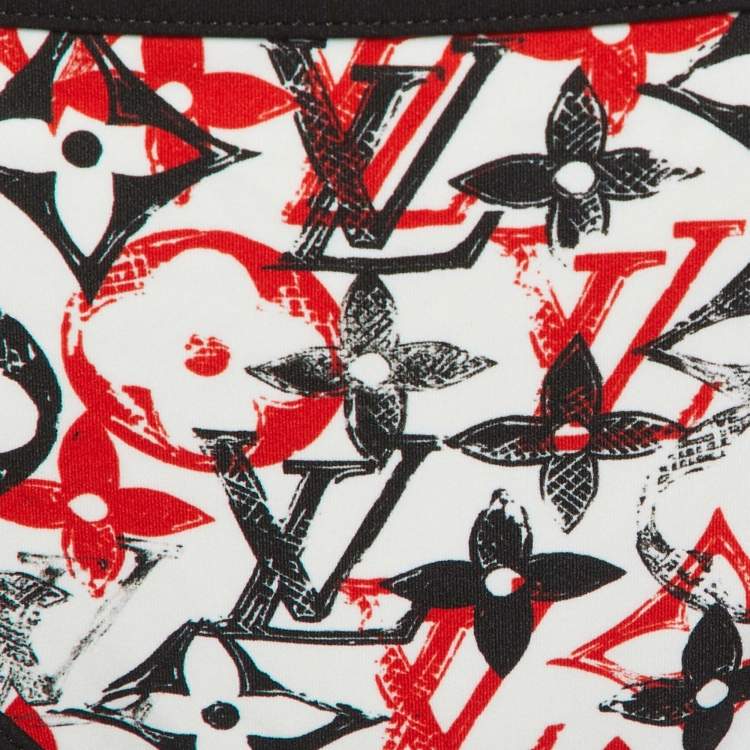 Pre Owned Louis Vuitton White Monogram Print Jersey Bikini Set S/M